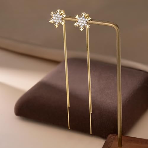 Pendientes de plata ley 925 copo de nieve con circonita para mujer 5