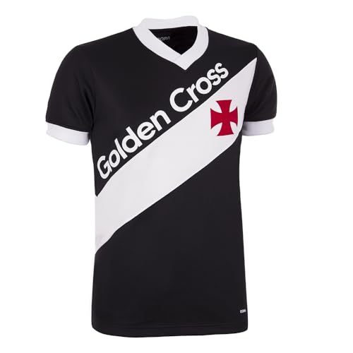 Copa Football - Camiseta de Fútbol - Hombre - Vasco da Gama 1985 - Manga Corta - Negro - 50% algodón - 50% poliéster - Talla L