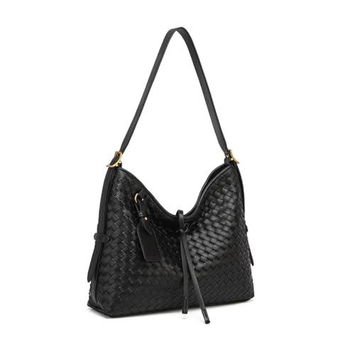 Image of Woven Leather Tote Bag For Women Crossbody Shoulder Bag Large Hobo Handbags Vegan Female Bag Vegetable Basket