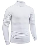 jonivey Men's Thermal Turtleneck T Shirts Cotton Knitted Pullover Sweaters (White,XXL)