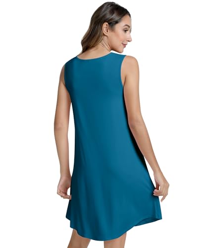 Image of NACHILA Women's Nightgowns-Viscose Made from Bamboo,Sleeveless Tank Night Gown Crew Neck Sleep Dress Cool Sleepshirts