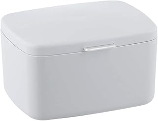 WENKO Boîte avec couvercle Barcelona blanc - Panier de rangement, panier de salle de bain avec couvercle, absolument incassable, Plastique (TPE), 19.5 x 11 x 16 cm, Blanc