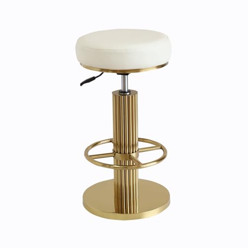 Image of FUNROLUX Bar Stools Counter Height Bar Stools Modern Adjustable Swivel Counter Height Chairs Backless Counter Stools with Metal Legs for Kitchen Island Dining Room (White)