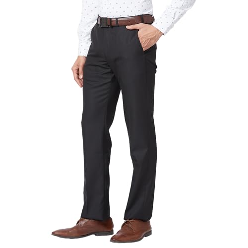 Image of Park Avenue Men's Regular Fit Polyviscose Blend Structure Pattern Flat Front Formal Trouser