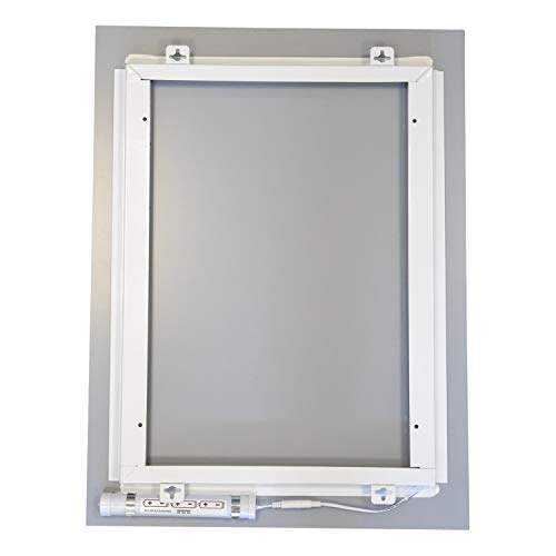 Bathroom Wall Mounted Mirror with LED Light - Vanity Shaving Make Up Mirrors with Push Switch - 60 x 40cm - Battery Operated, No Wiring Required!
