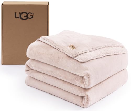 UGG Whitecap Queen Blanket, Plush Fleece, 90" x 90", Pink