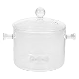 TOYANDONA Hitzebeständiger Glastopf mit Borosilikat Kochtopf mit Doppelgriffen für Suppen Milch und Babynahrung Hitzebeständig und Langlebig für Herd