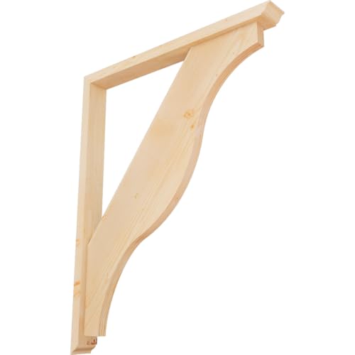 3 1/2"W x 34"D x 42"H Funston Traditional Smooth Bracket w/Offset Brace, Douglas Fir