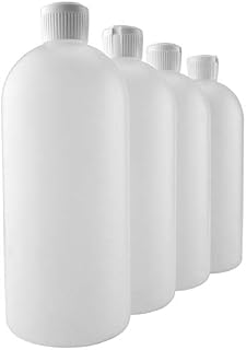32-Ounce Flip Top Plastic Squeeze Bottles (4-Pack); Spout Style Tops, Natural Color