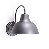 CORAMDEO Oakhouse Dusk to Dawn 8.5” Barn Light, Outdoor Farmhouse Wall Fixture in Galvanized Finish & White Reflective Interior, Photocell Sensor activates Fixture Automatically, Wet Location