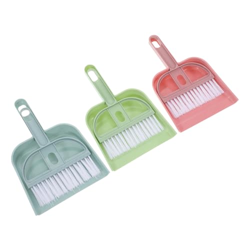 ERINGOGO 3-Piece Set Dustpan Brush Kit Mesh Design Handheld Broom for Desktop Cat Litter