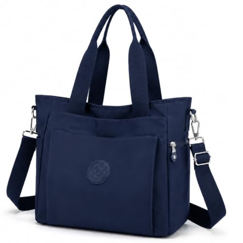 Bolsa Feminina Tote Grande Com Alça Ombro e Transversal Impermeável Notebook Reforçada Faculdade Trabalho Escola Adolescente (Azul)