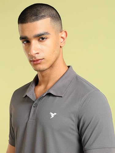 Image of TECHNOSPORT Men's Solid Slim Fit Polo Collar T-Shirt MATPIQ Half Sleeve Button Polyester for Gym Running Workout UPF50+ Anti Odour