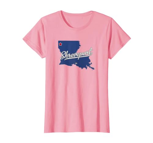 Shreveport Louisiana LA Map T-Shirt, Women, Pink, X-Small