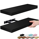 Sorbus Floating Shelves for Wall – 16 Inch Floating Shelf for Kitchen, Bedroom, Living Room, Bathroom, Home & Wall Decor - Mounted Bathroom Shelves with Invisible Brackets (Black, 2 Pack)