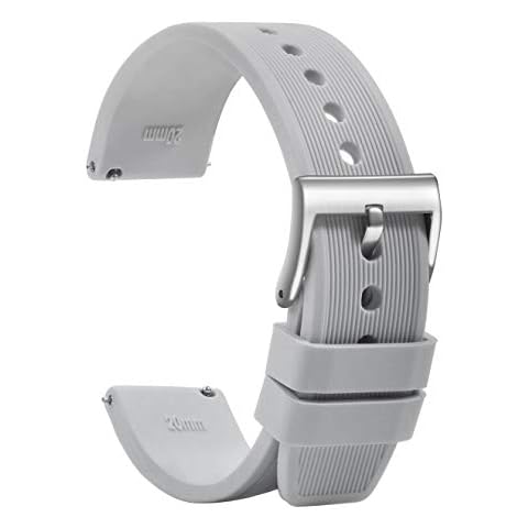TStrap Silicone Watch Bands 20mm Quick Release - Soft Rubber Watch Straps - Waterproof Military Style Grey Watch Bands for Men Ladies - for Smartwatches Band Replacement - 18mm, 20mm, 22mm Cover