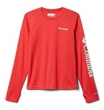 Columbia Youth Unisex Fork Stream Long Sleeve Shirt, Red Hibiscus, Large