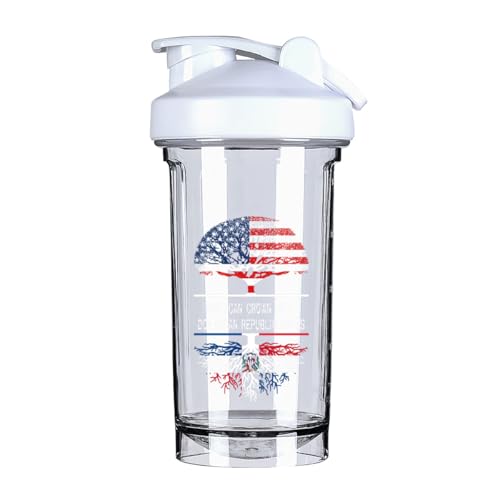 America Crown With Dominican Republic Roots 18 Ounce Shaker Cup,Fashion Theme Pattern Shaker Bottle Leak-proof Workout Shake Bottles 500ML/18 oz Perfect for Pre Workout