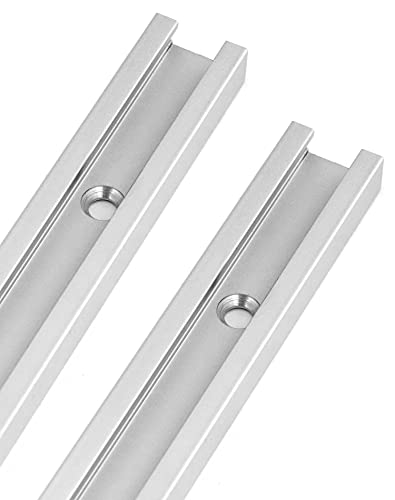 QWORK® 2 Pack T Track Rail Aluminium Extrusion, 24 600mm, Double Cut Design, for T-bolts, Clamps, Sliding Blocks