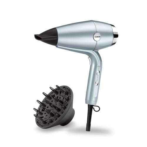 Secador de Cabelo Conair Hydro-Fusion com Difusor, 2 Velocidades, 2 Temperaturas 1875W Prateado 127V