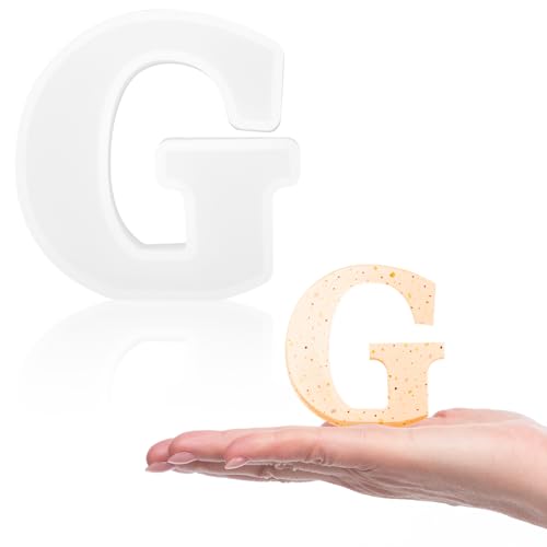 Gartful Resin Letter Molds, G Capital Alphabet Epoxy Resin Mold, Thick 3D Silicone Letter Molds for Making Letters, Word Sign Art, DIY Crafts, Making Candle, Party, Home Decor