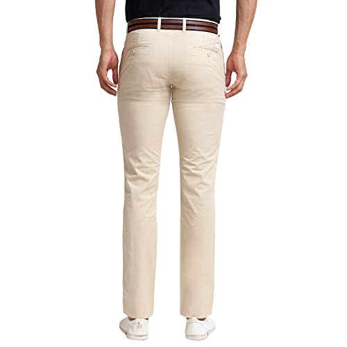 Image of Parx Men's Cotton Blend Solid Pattern Low Rise Tapered Fit Flat Front Casual Trouser