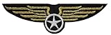 Écusson Ailes Dorées Étoile Armée de l'Air Patch Thermocollant US Army Badge d'Aviateur États-Unis à thermocoller transfert militaire USA coller au fer repasser applique brodé coudre tshirt 3,2x11,7cm