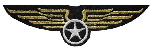 Écusson Ailes Dorées Étoile Patch Armée de l'Air US Army 3,2x11,7cm