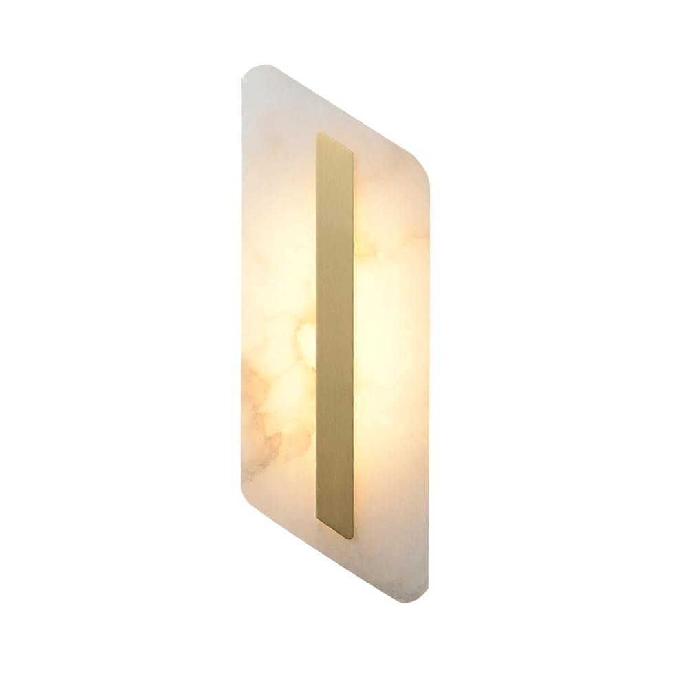Applique murale albâtre blanc luminaire rectangulaire en pierre de marbre