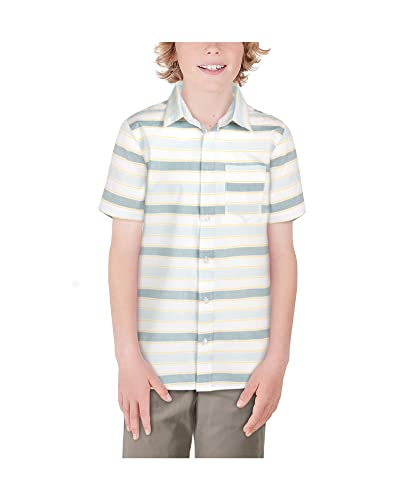 Body Glove Boys' Shirt - 2 Pack Short Sleeve Button Down Summer Beach Shirt (S-Xl), Size Large, Garden Stripes/Teal Sunglasses #TOP2