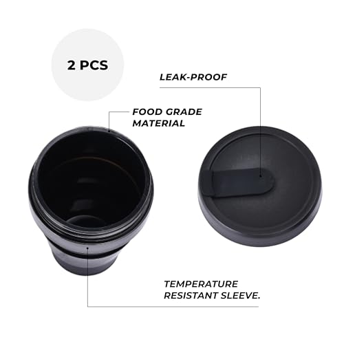 HYDRATE Collapsible Cups for Traveling - 13.5oz Black Reusable Cup, Microwave & Dishwasher Safe - Enjoy Hot or Cold Beverages Anywhere, Anytime with this Convenient, Travel Coffee or Tea Mug with Lid