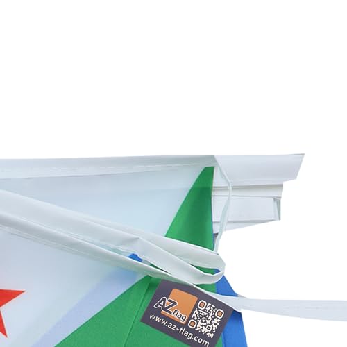 Image of AZ FLAG Djibouti 6 meters BUNTING Flag 20 flags 9'' x 6'' - Djiboutian STRING flags 15 x 21 cm