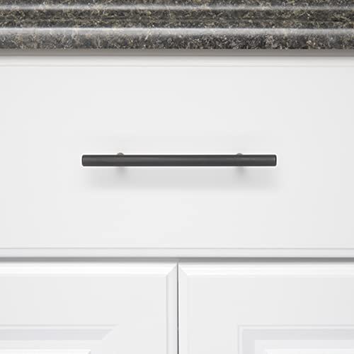 Image of South Main Hardware Euro Bar Cabinet Drawer Pull Handle (3 /8 inch Diameter), 6.38 inch Length (4 inch Hole Center), Oil Rubbed Bronze, Mounting Hardware Included, 10-Pack