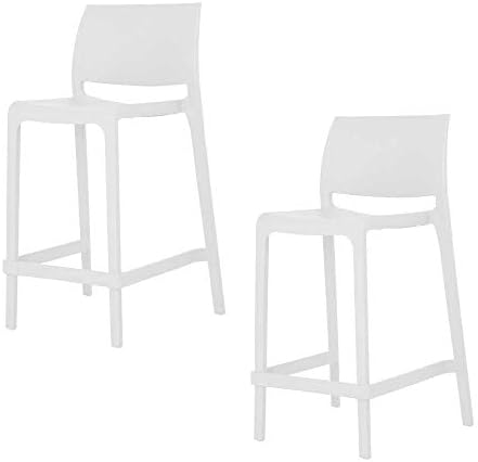 Lagoon Sensilla White Stackable Resin Counter Stool - 2Pcs/Set
