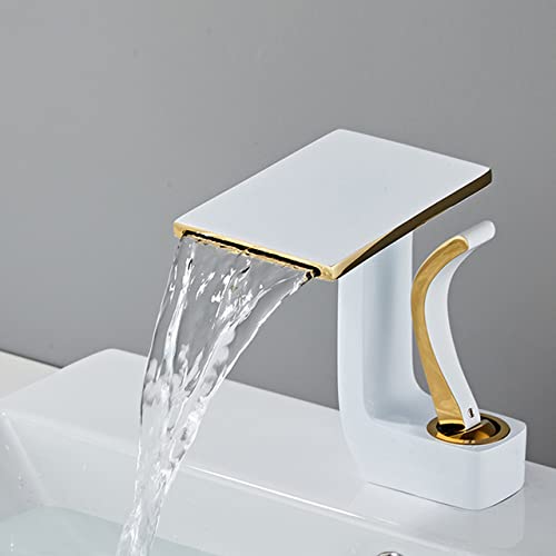 Grifo de lavabo negro y dorado con monomando para agua fría y caliente