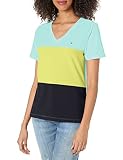 Tommy Hilfiger Women's Short Sleeve V-Neck T-Shirt, Deep Maize Multi, X-Large