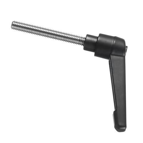 Image of uxcell Adjustable Clamping Lever Handle M6 x 45mm Metric 304 Stainless Steel Male Threaded Stud Hand Knobs Push Button Ratchet Rotating Screw Handles Bolts with Locking Lever Black