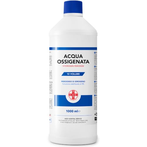AIESI® Agua Oxigenada Ph.Eur. desinfectante (1000 ml) con tapa de seguridad para niños, Made in Italy