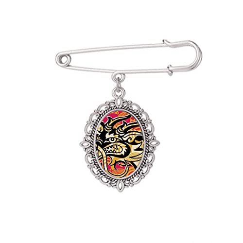 Broche dragon chinois noir M accessoire de mode pour robe et chemise