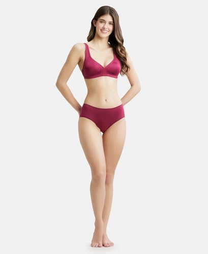 Image of Jockey 1820 Women Wirefree Non Padded Soft Touch Microfiber Elastane Stretch Full Coverage Everyday Bra with Stylised Mesh Panel