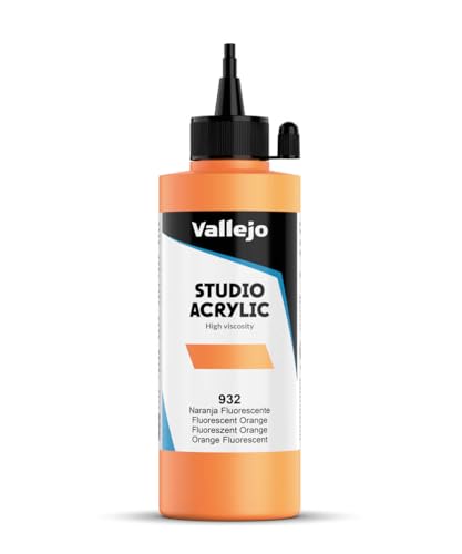 Vallejo ACRYLIC STUDIO, PINTURA ACRÍLICA, 200ML, NARANJA FLUORESCENTE, Nº 932