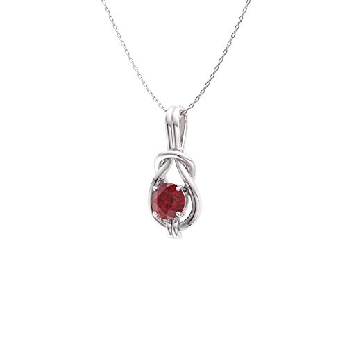 Diamondere Natural And Certified Ruby Infinity Knot Solitaire Necklace In 14K White Gold | 0.42 Carat Pendant With Chain #TOP1