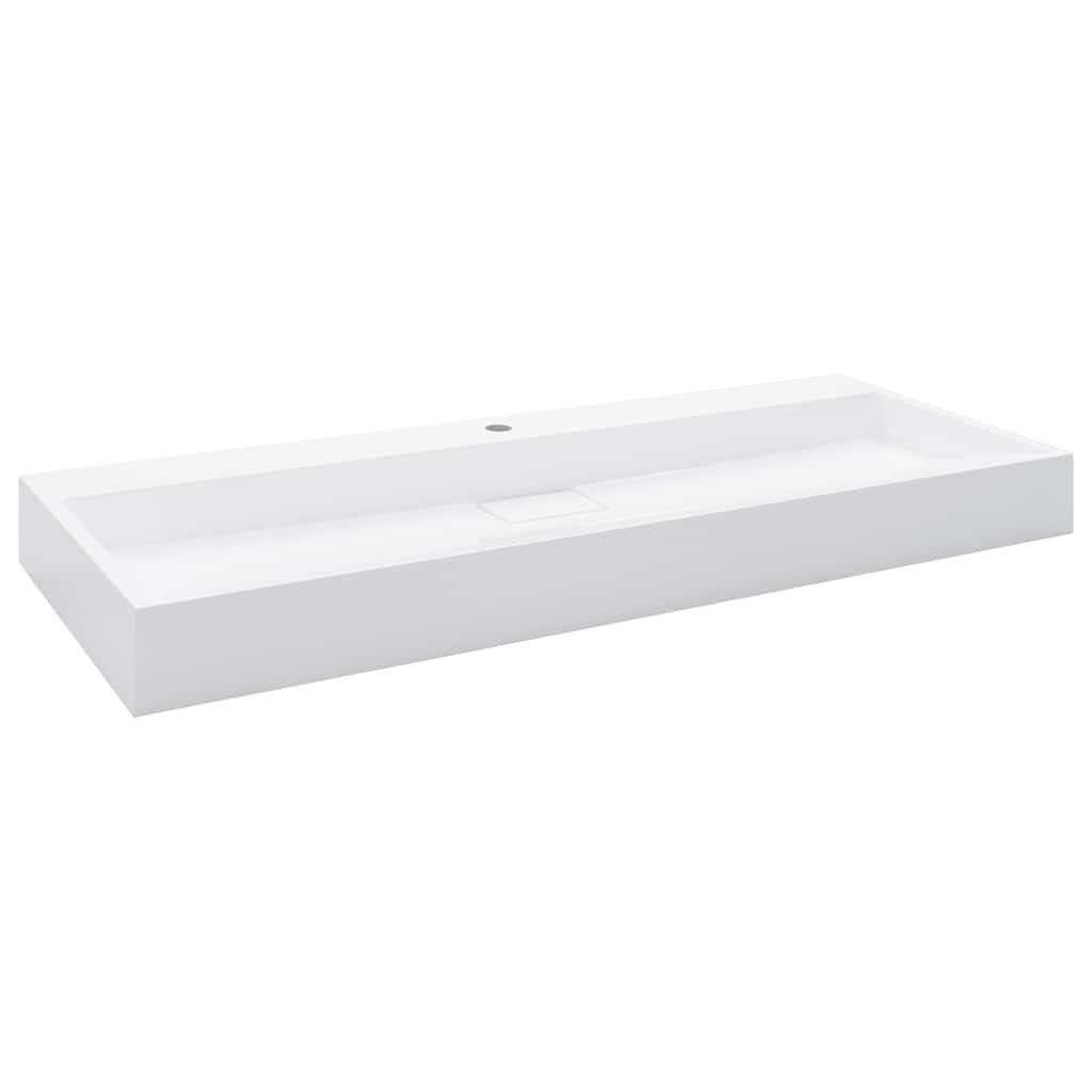 Lavabo mineral fundido 120x46 cm en blanco moderno para baño