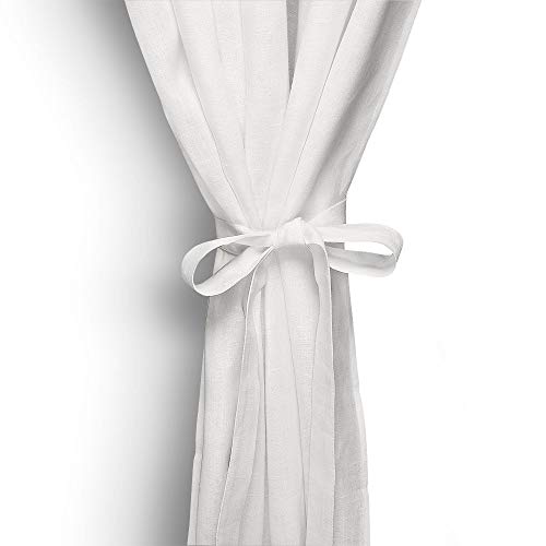 Cuore di lino - Embrasse à rideaux en pur lin 100 % Made in Italy Lacets blanc crème 3 x 65 cm Cover