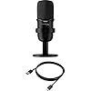 HyperX Solocast, Microfono da gaming, USB a condensatore, Sensore Tap-To-Mute, Registrazione 24bit/96 kHz, per Gaming, Streaming, Podcast, Twitch, Youtube, Compatibile con PC/PS5/PS4, USB-C, Nero