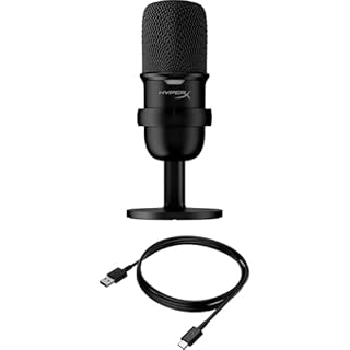 HyperX Solocast, Microfono da gaming, USB a condensatore, Sensore Tap-To-Mute, Registrazione 24bit/96 kHz, per Gaming, Streaming, Podcast, Twitch, Youtube, Compatibile con PC/PS5/PS4, USB-C, Nero