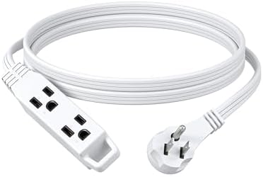 DEWENWILS 6FT Flat Plug Extension Cord, 16/3 SPT-3 Flat Wire & 3 Grounded Outlets, 13A / 125V / 1625W, Extension Cord with 3-Prong Plug for TV, Kitchen, Bedroom, Office, ETL Listed, White