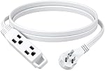 DEWENWILS 6FT Flat Plug Extension Cord, 16/3 SPT-3 Flat Wire & 3 Grounded Outlets, 13A / 125V / 1625W, Extension Cord with 3-Prong Plug for TV, Kitchen, Bedroom, Office, ETL Listed, White