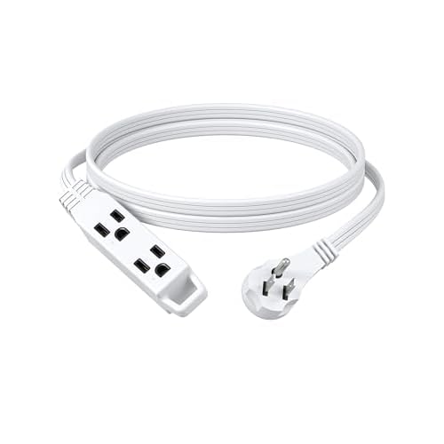 DEWENWILS 6FT Flat Plug Extension Cord, 16/3 SPT-3 Flat Wire & 3 Grounded Outlets, 13A / 125V / 1625W, Extension Cord with 3-Prong Plug for TV, Kitche