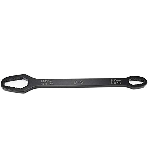 Double-Ended Wrench, 5 16-7 8 Inch Multifunctional Universal Self-Tightening Wrench ,Adjustable Wrench, Universal Torx Spanner, Key Set Screw Nuts Wrenches Repair,CR-V Steel ,Black